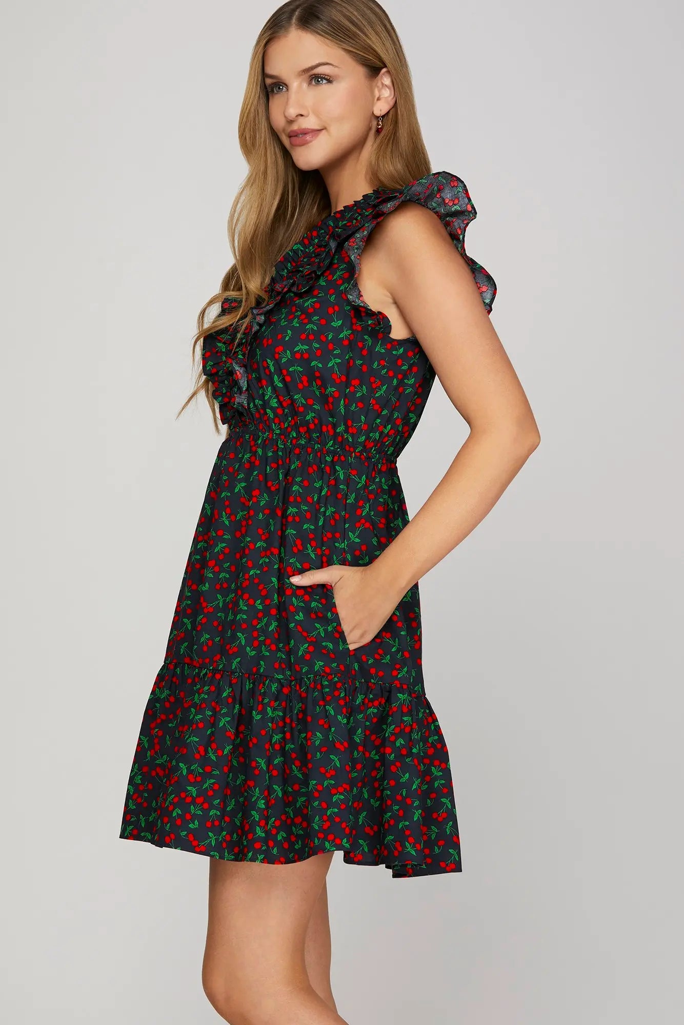 She + Sky Cherry Print Dress