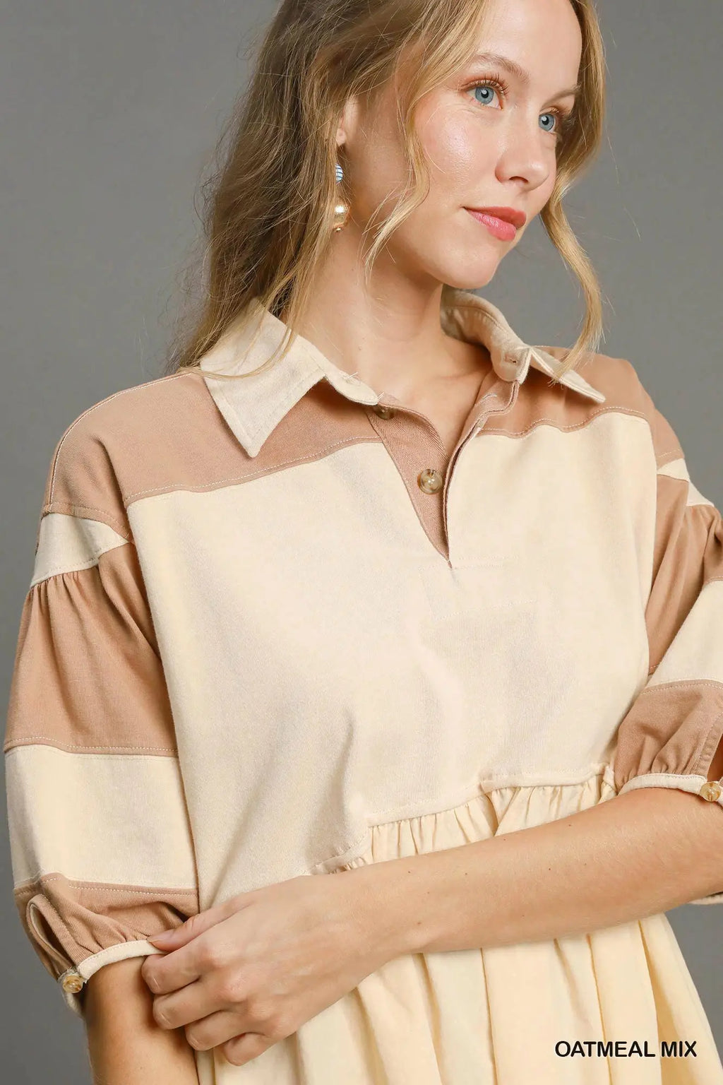 Umgee Two Tone Oatmeal Mix Dress