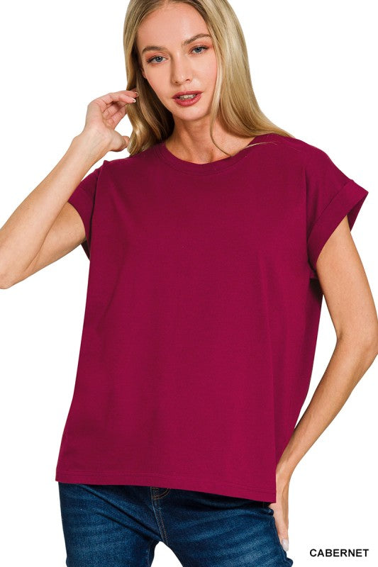 Zenana Cuff Sleeve Tee