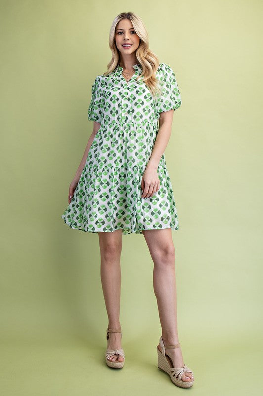 Gigio Geo Dress with Decorative Buttons