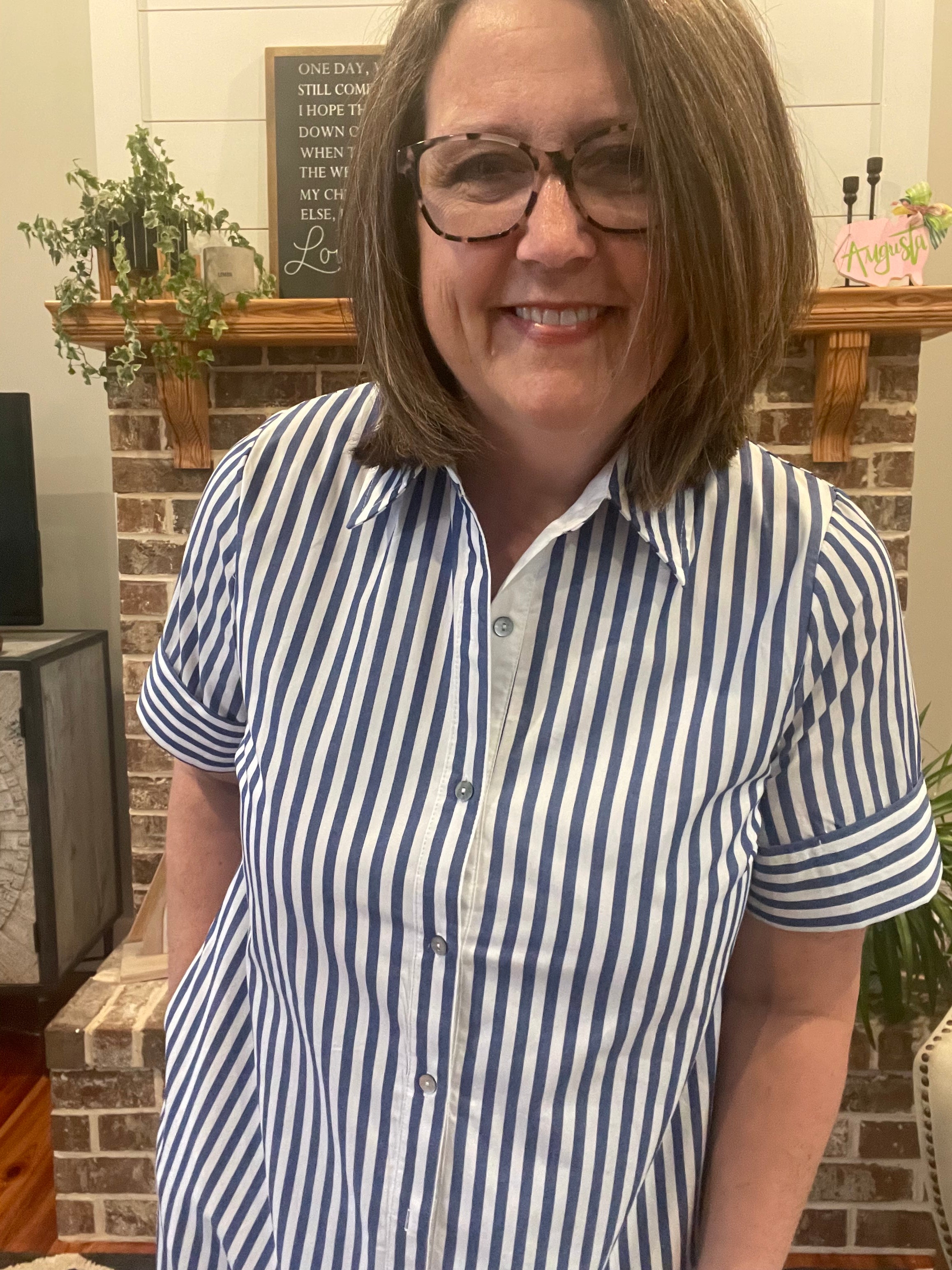 Entro Blue Stripe Button Down