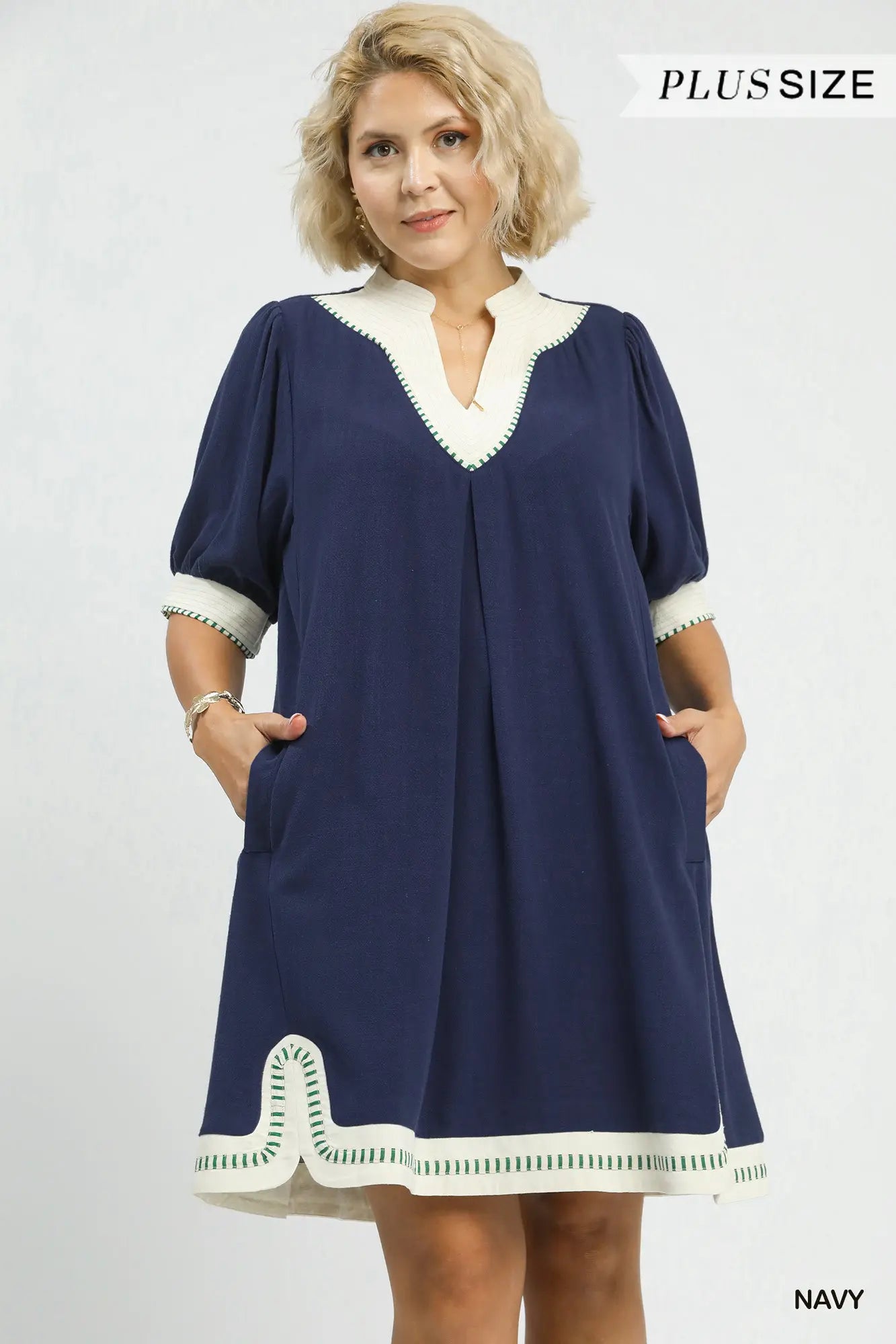 Umgee Navy Linen Dress
