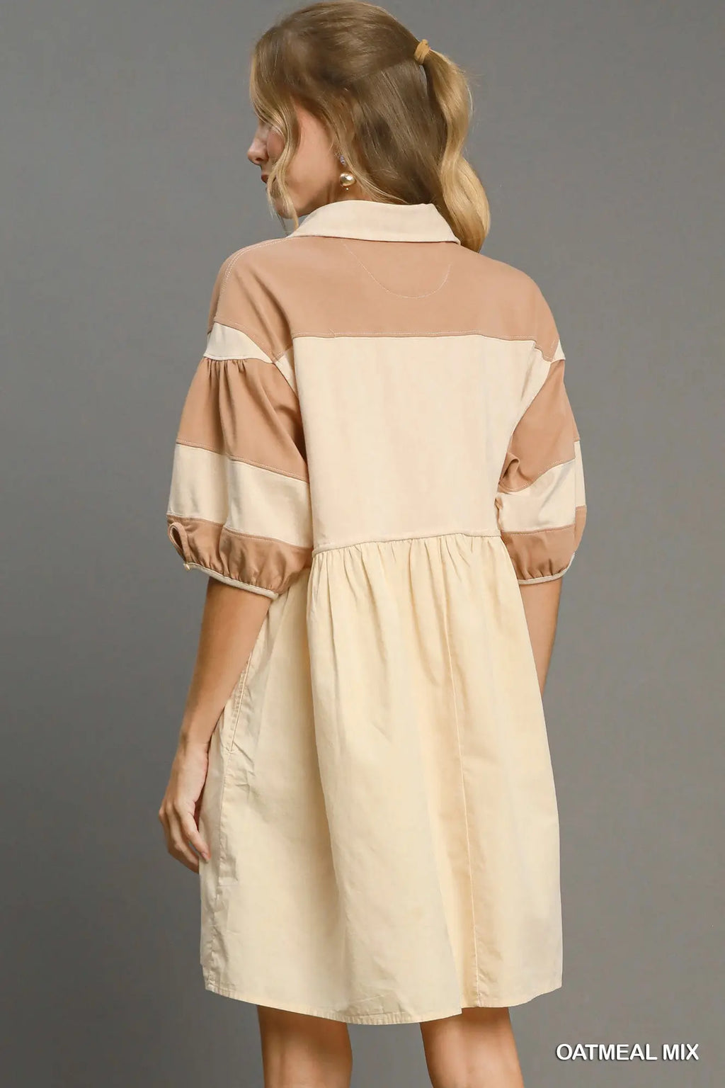 Umgee Two Tone Oatmeal Mix Dress
