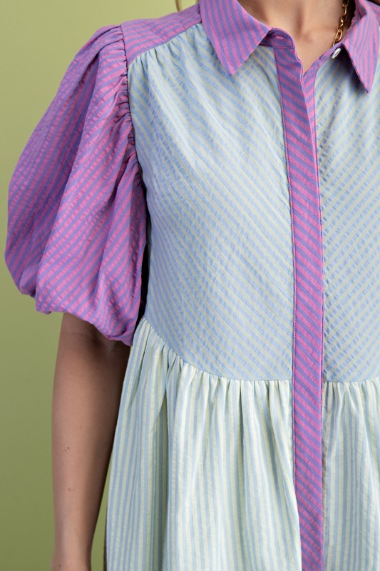 GiGio  Purple Mix Seersucker Dress