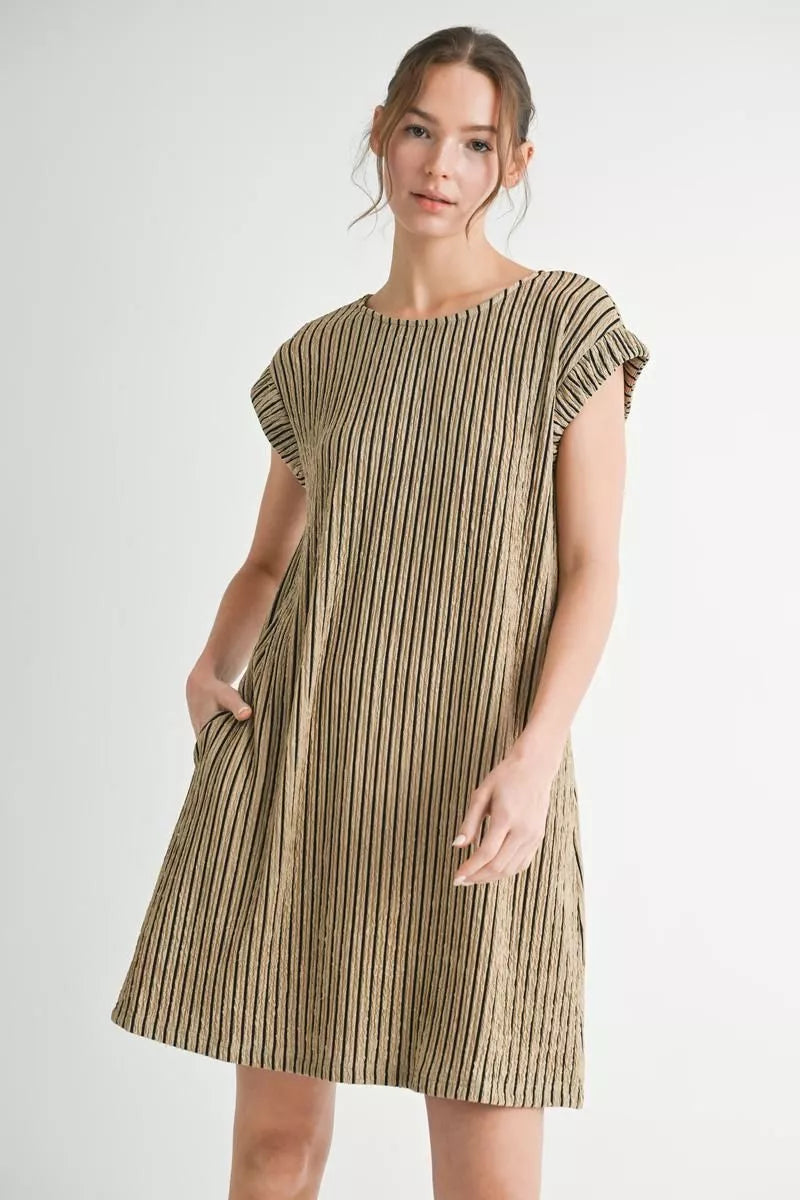 Jodifl Taupe Stripe Dress