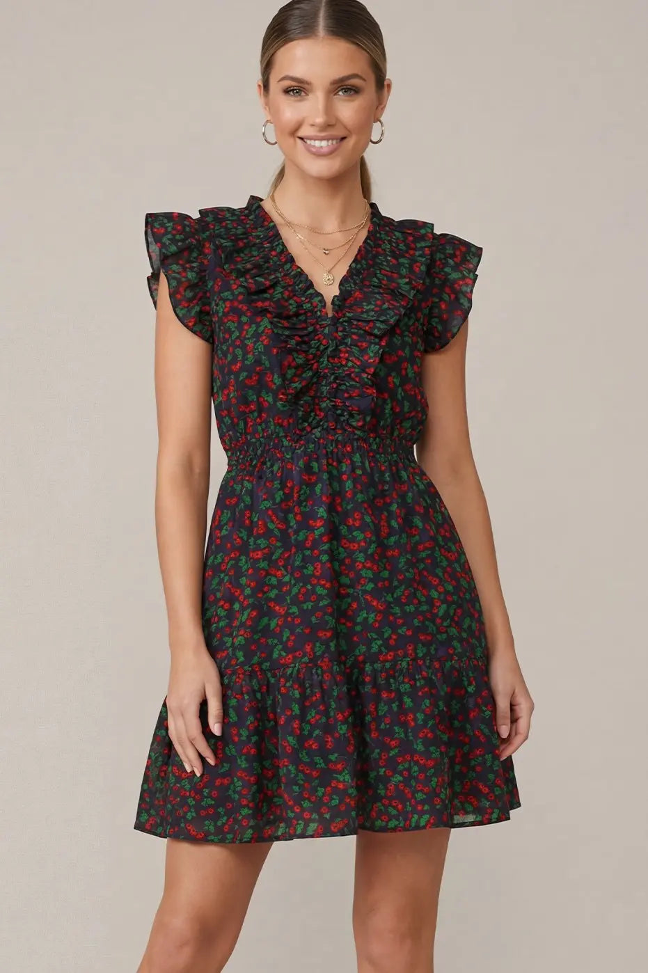 She + Sky Cherry Print Dress