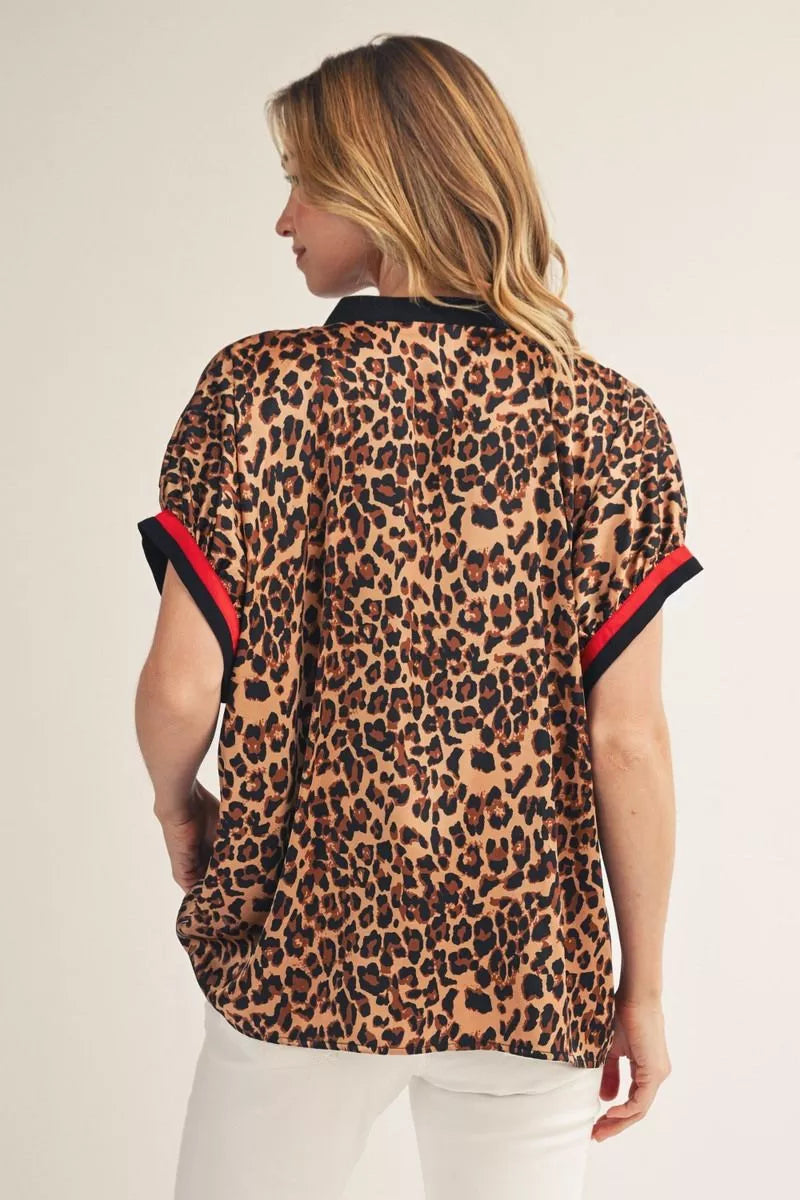 Jodifl Leopard Contrast Top