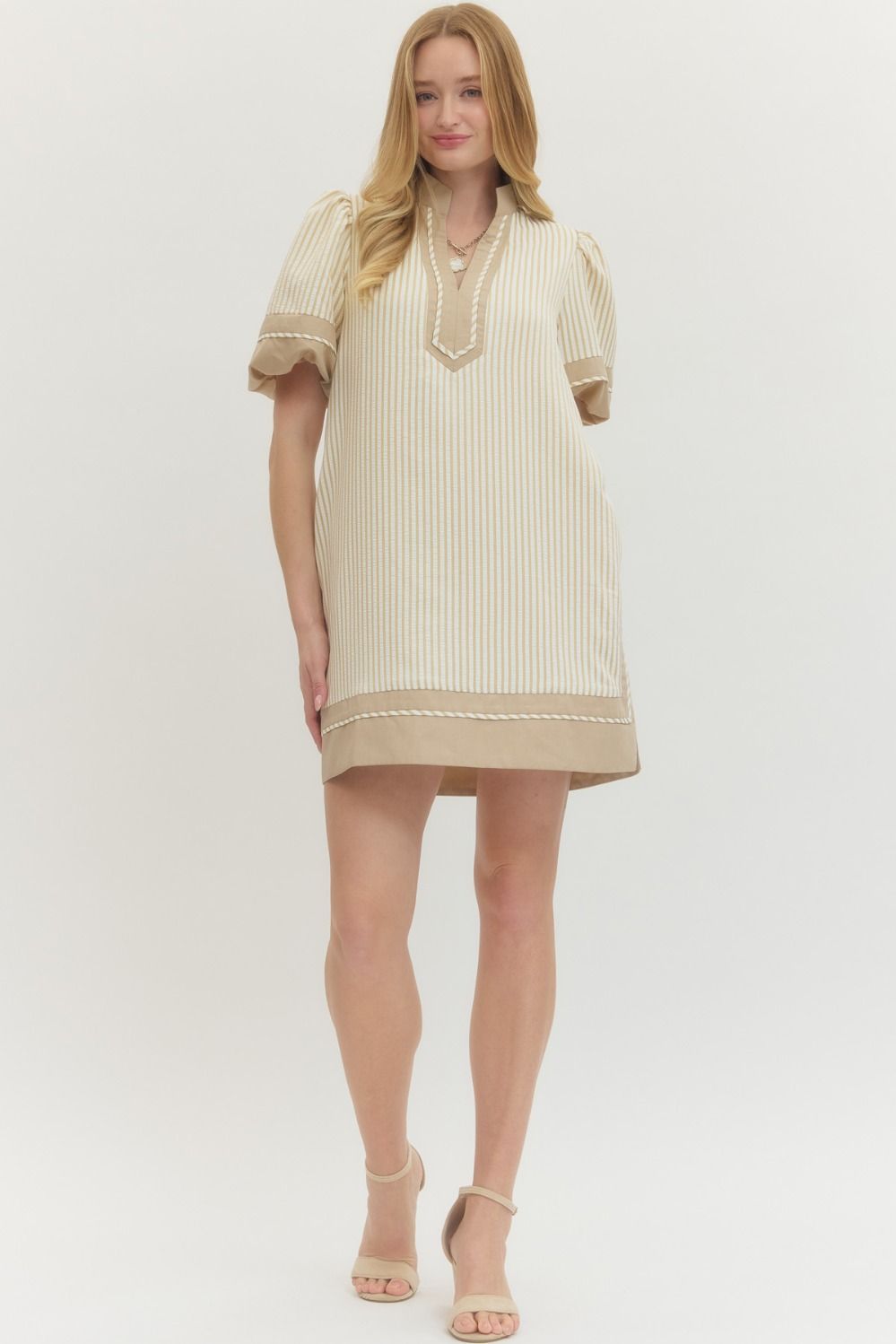 Entro Taupe Stripe Dress