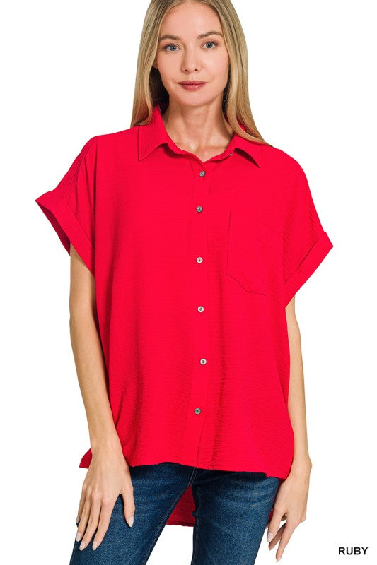 Zenana Button Down Woven Top