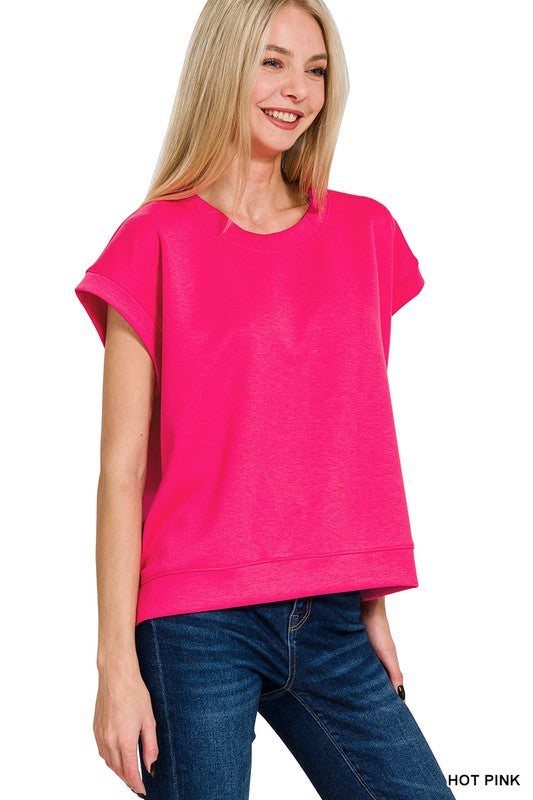 Zenana Scuba Short Sleeve Top
