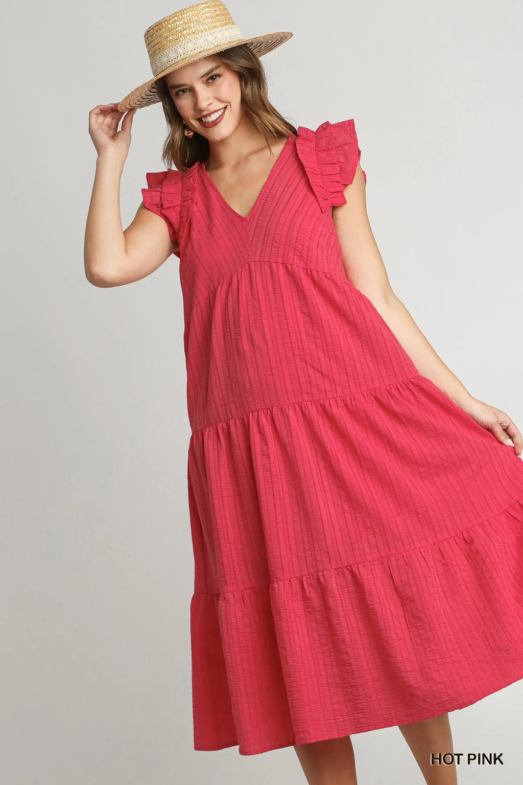 Umgee The Hot Pink Seersucker Dress
