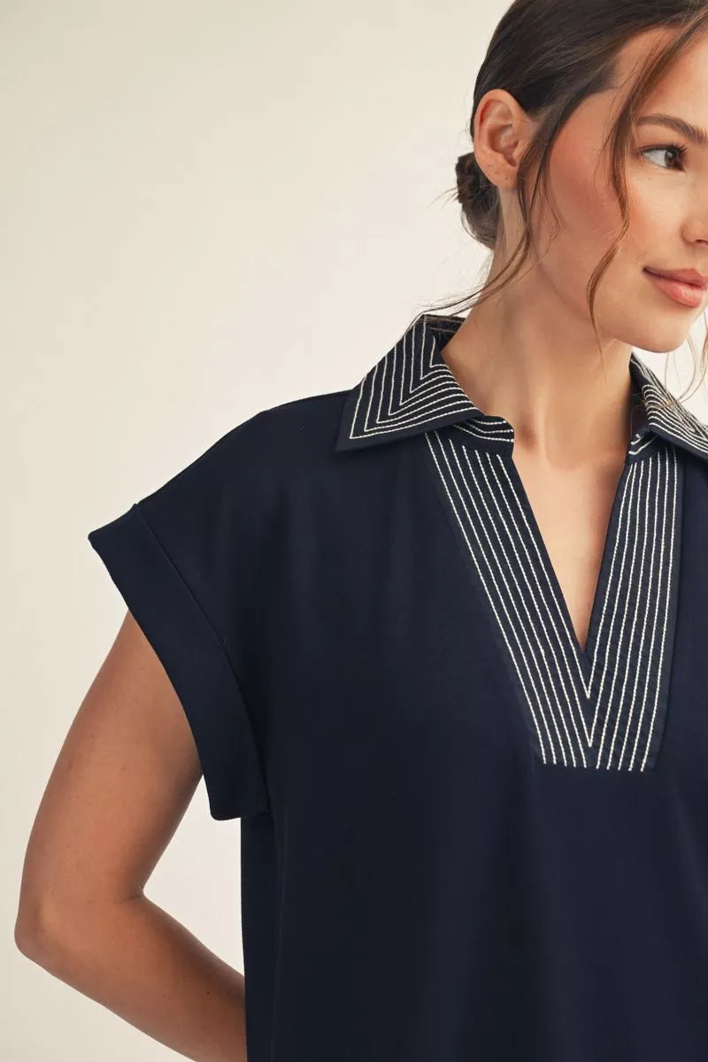 Jodifl Navy Long Luxe Dress with Detailed stitching