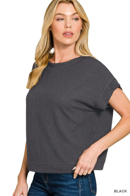 Zenana Raised Rib Cap Sleeve Top