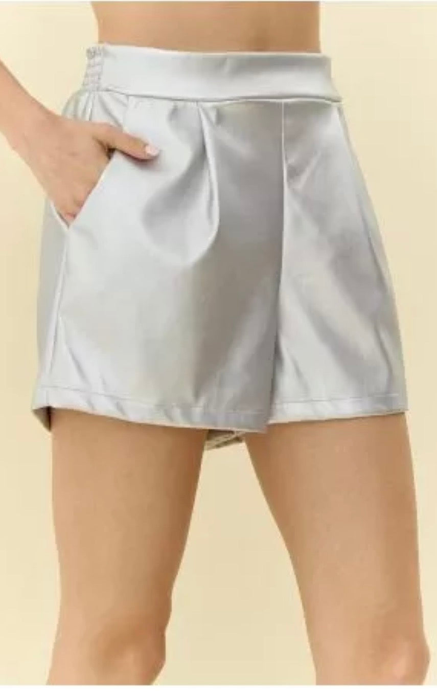 Jodifl Silver Faux Leather shorts