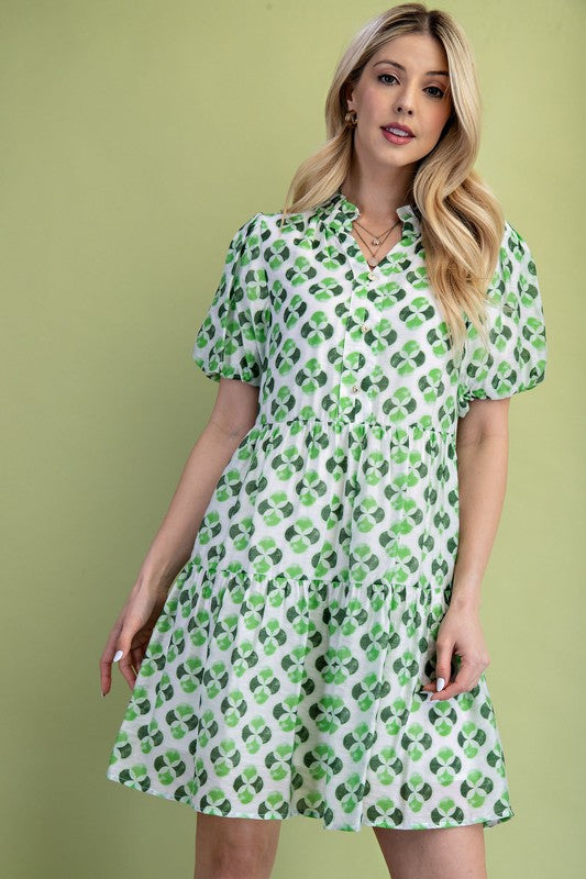 Gigio Geo Dress with Decorative Buttons
