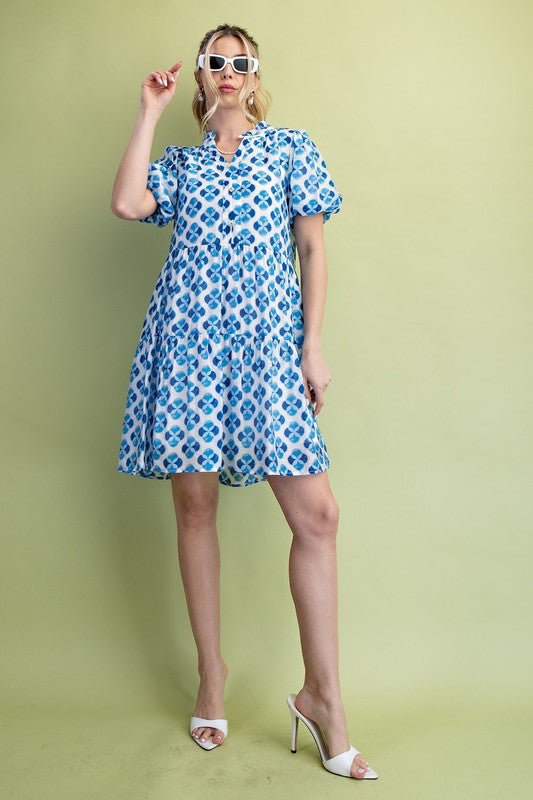 Gigio Geo Dress with Decorative Buttons