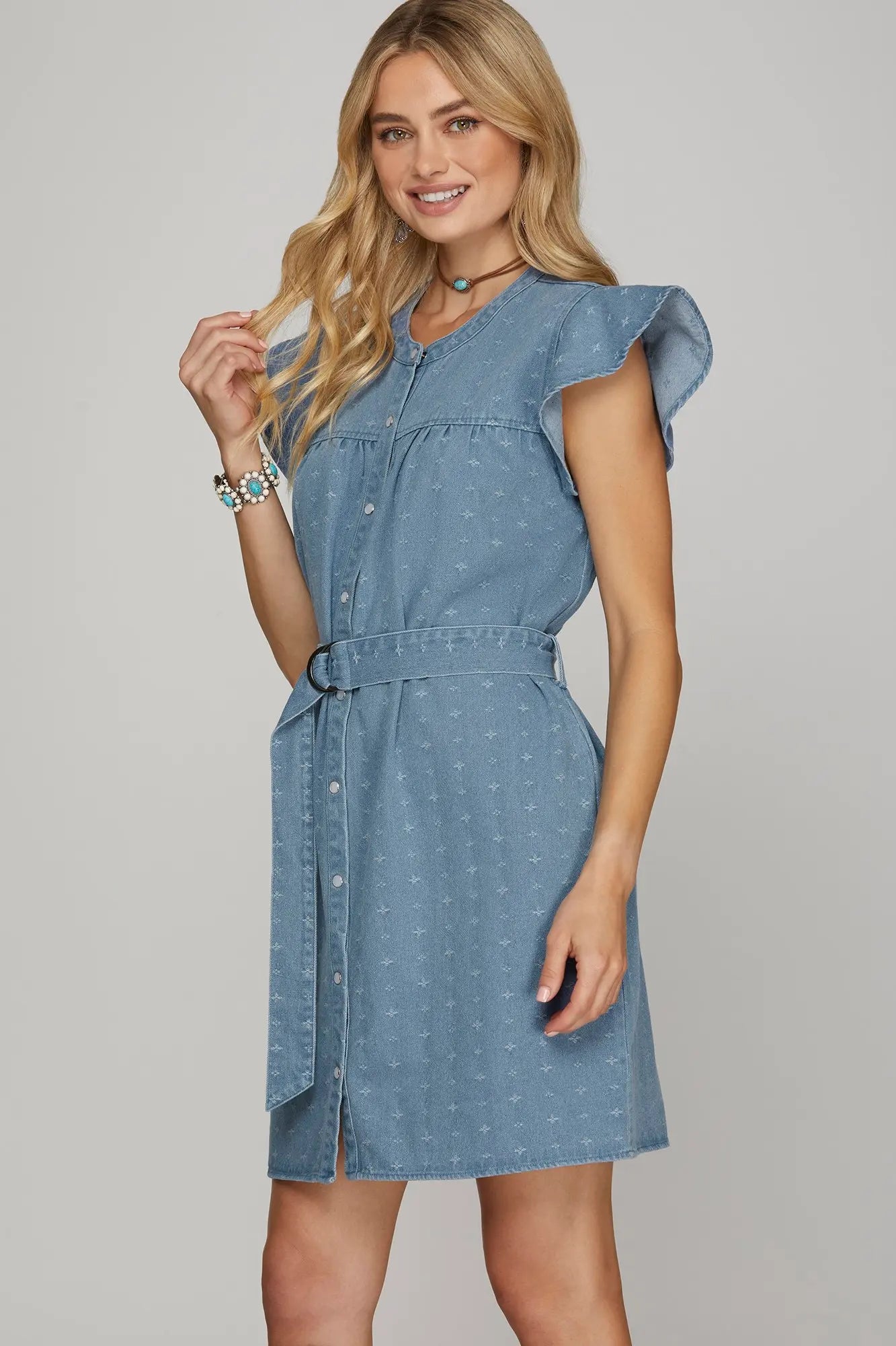 She + Sky Denim Button down Dress