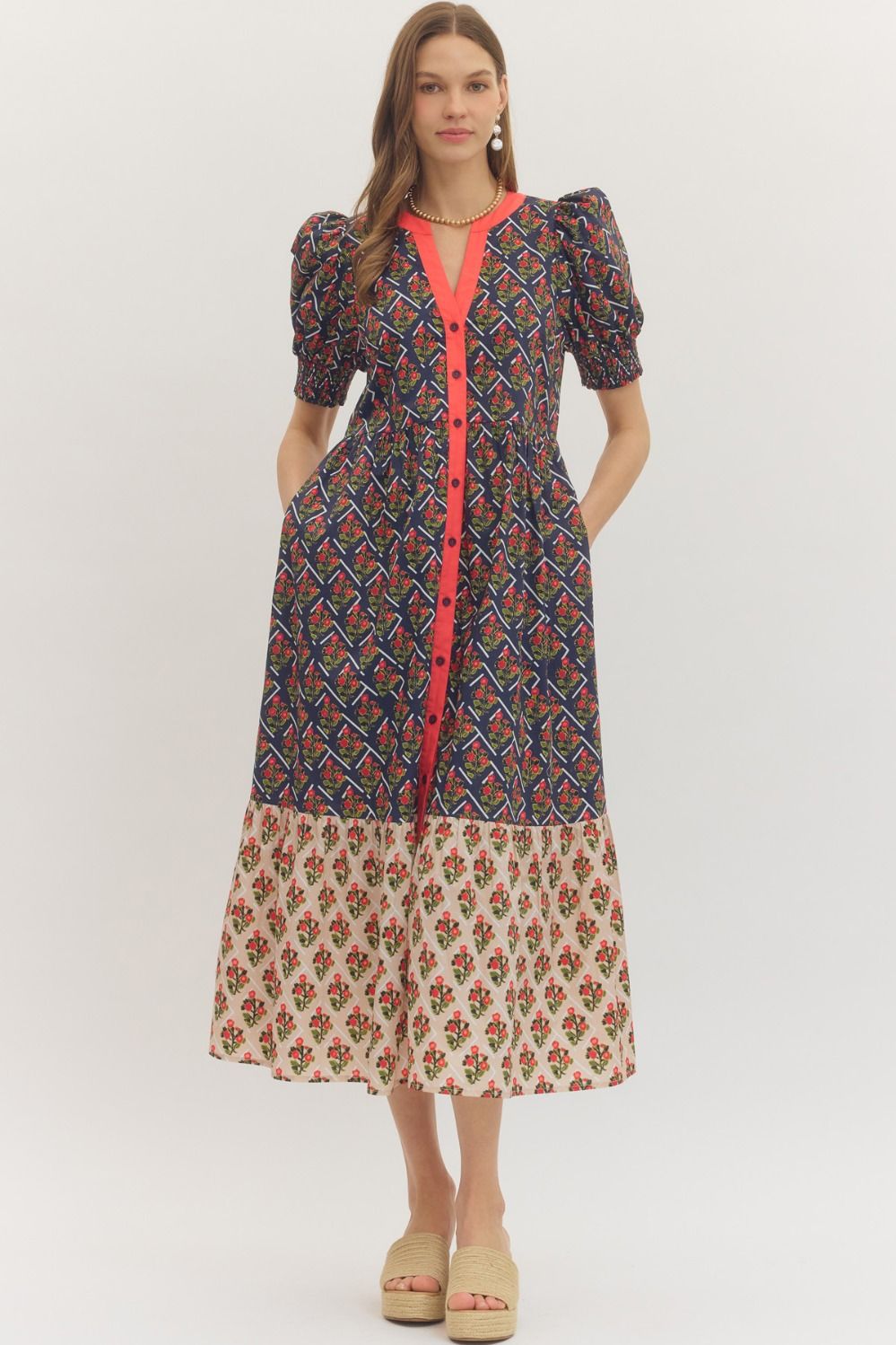 Entro Navy Print Dress