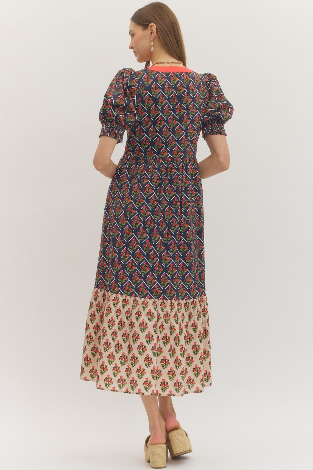 Entro Navy Print Dress
