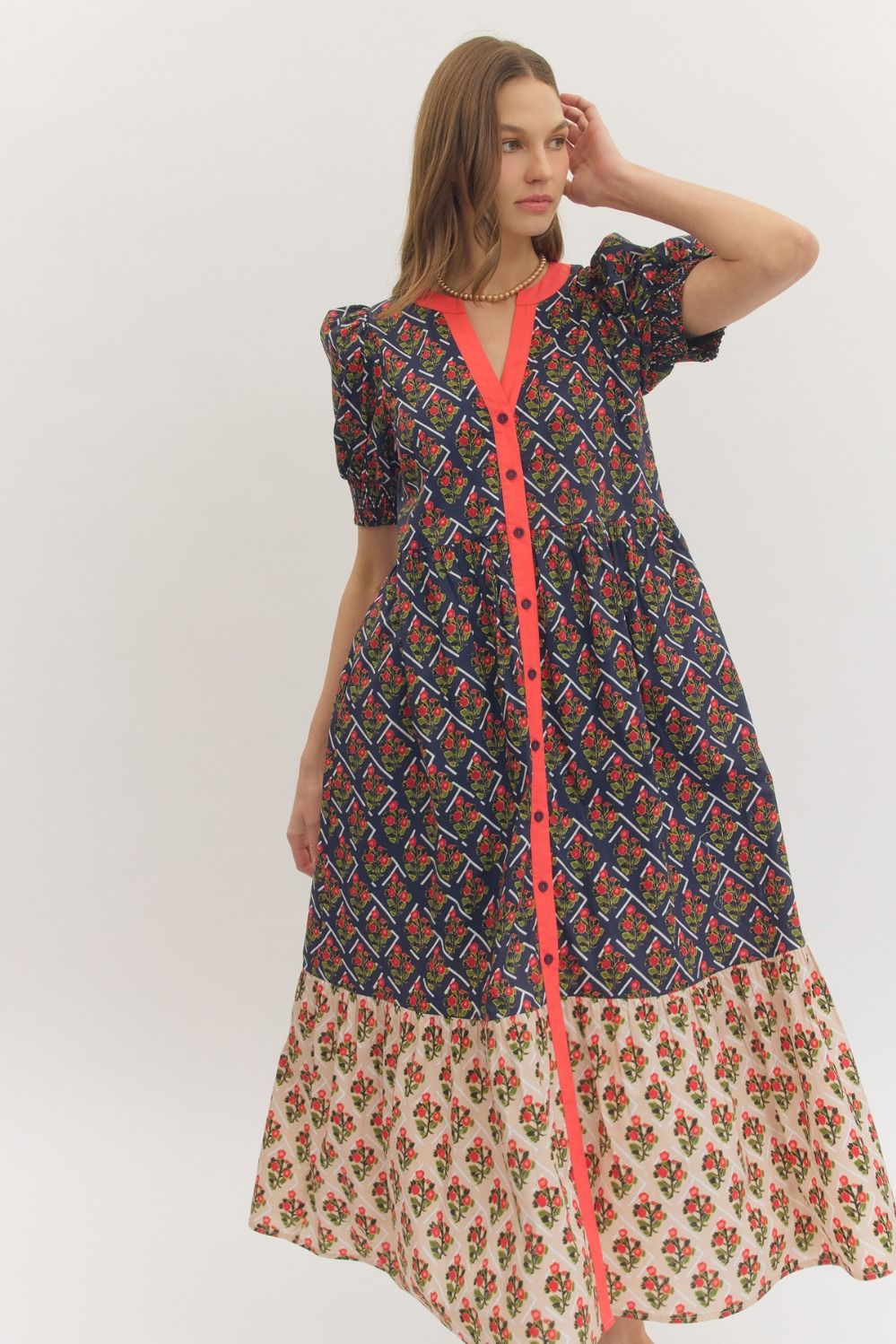 Entro Navy Print Dress
