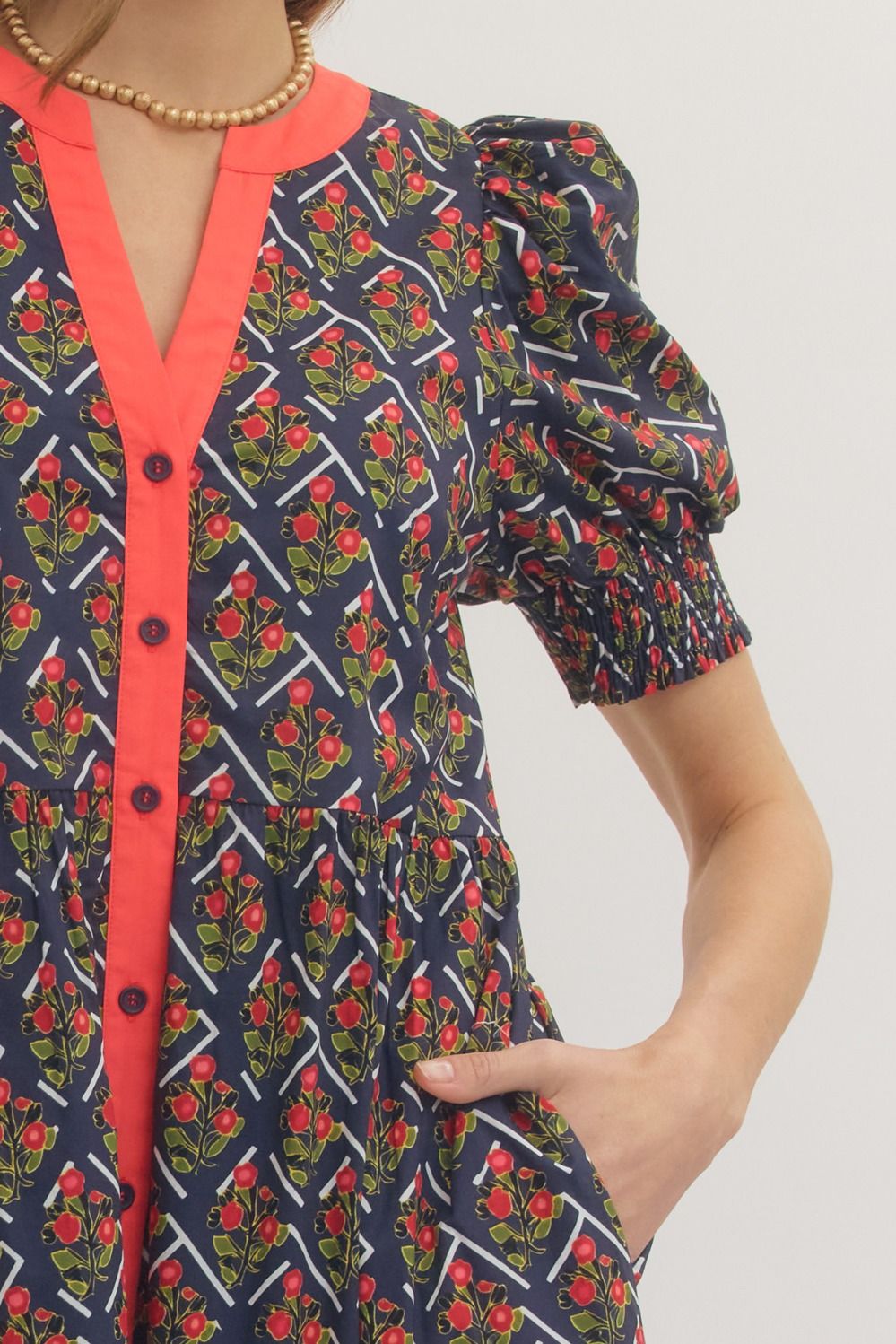 Entro Navy Print Dress